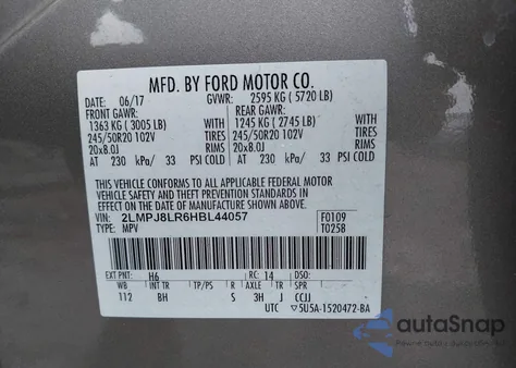 2017 Lincoln Mkx Reserve из США, поврежденный, VIN 2LMPJ8LR6HBL44057